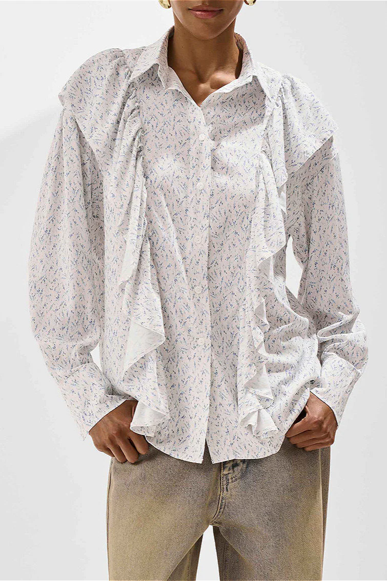 Loose Floral Ruffled Printed Blouse - Image 3