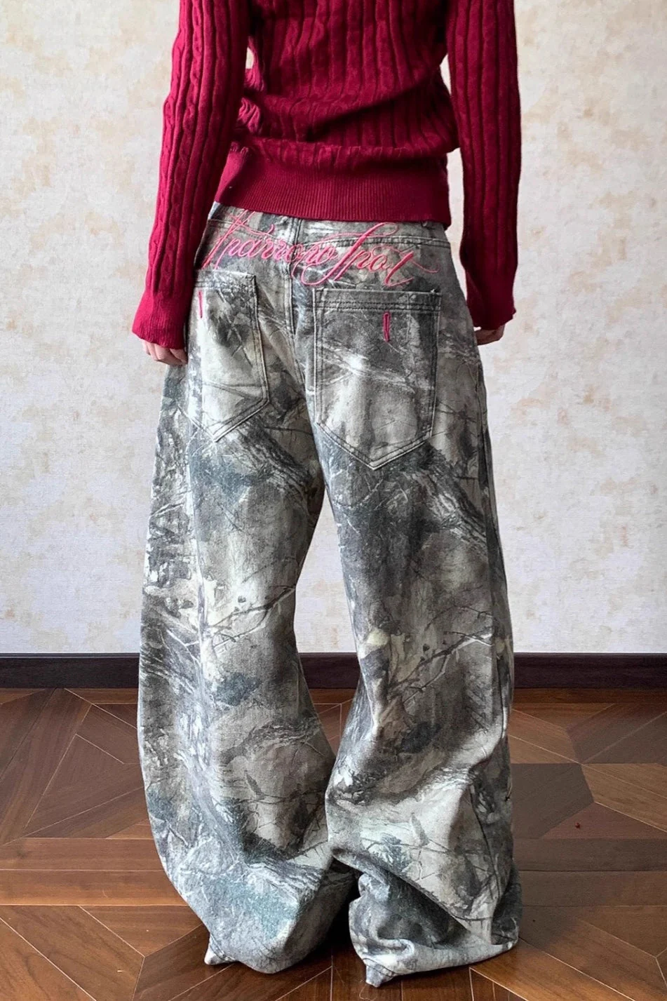 Loose Hip Hop Washed Tree Camo Jeans - Image 2