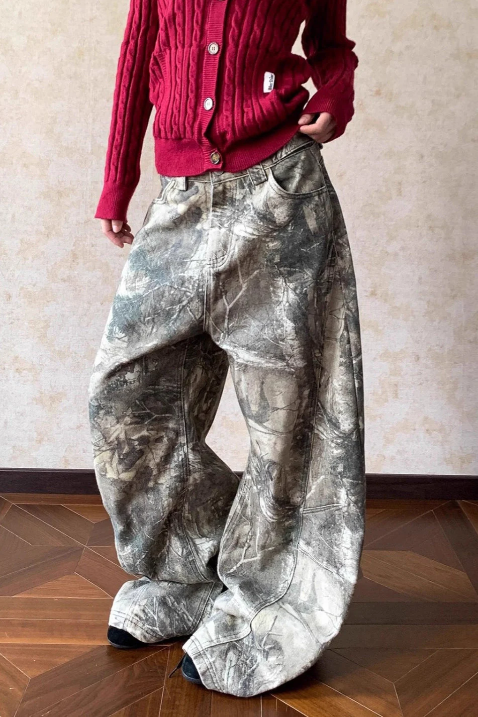 Loose Hip Hop Washed Tree Camo Jeans - Image 3