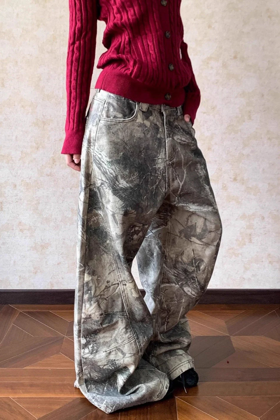 Loose Hip Hop Washed Tree Camo Jeans - Image 4