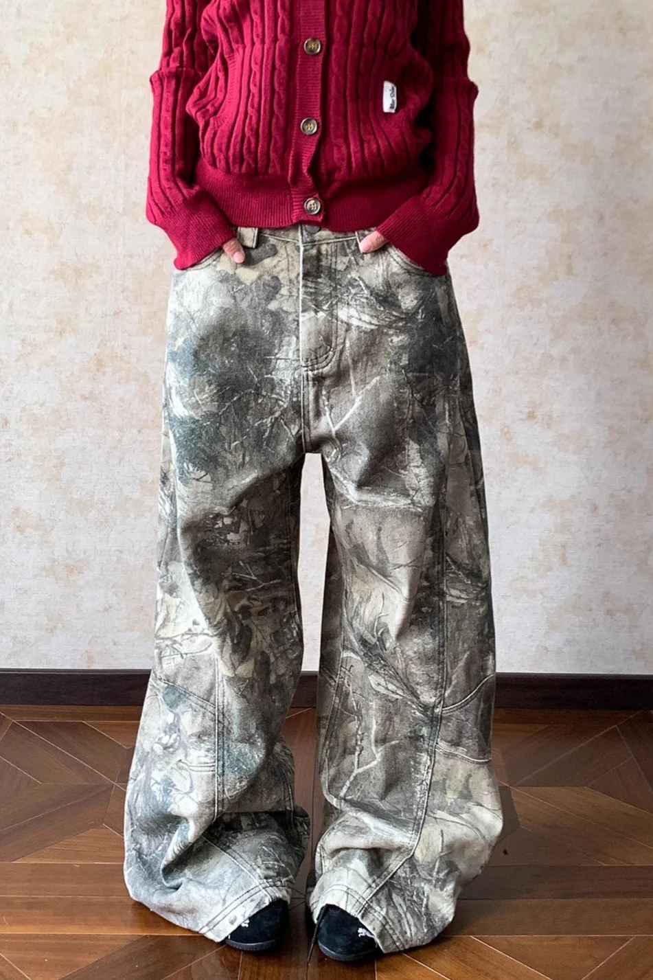Loose Hip Hop Washed Tree Camo Jeans - Image 5