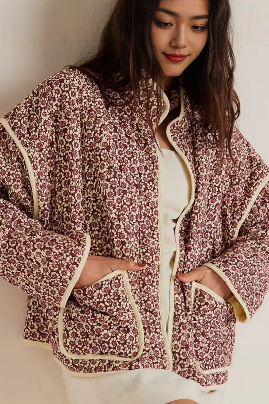 Loose Printed Quilted Padded Coat - Image 2