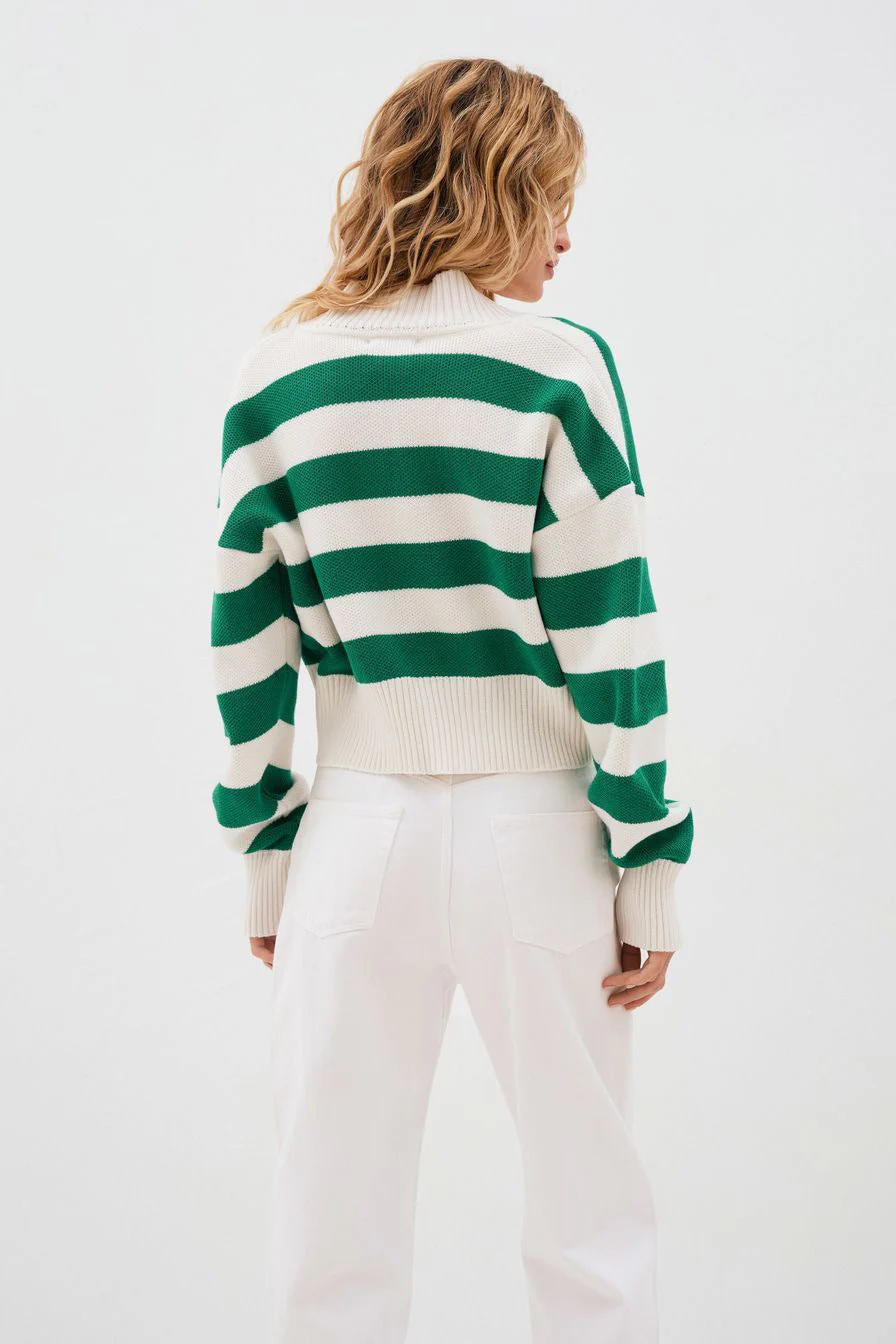 Loose Russian Color Block Knit Cardigan - Image 5