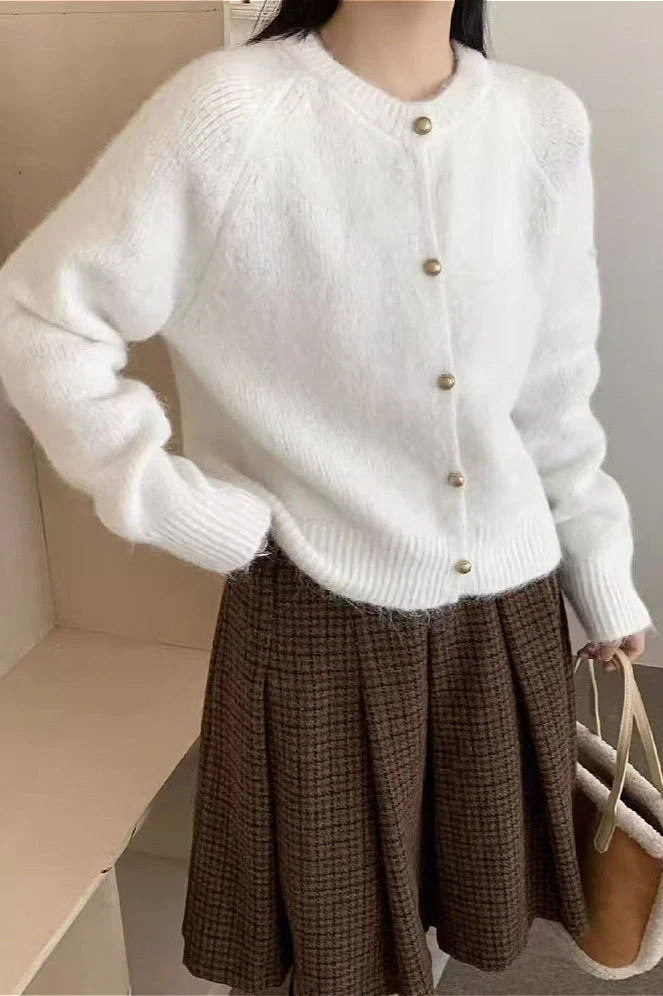 Loose Soft Gentle-Style Solid Knit Cardigan - Image 3