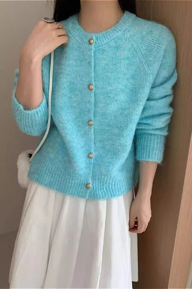 Loose Soft Gentle-Style Solid Knit Cardigan - Image 4
