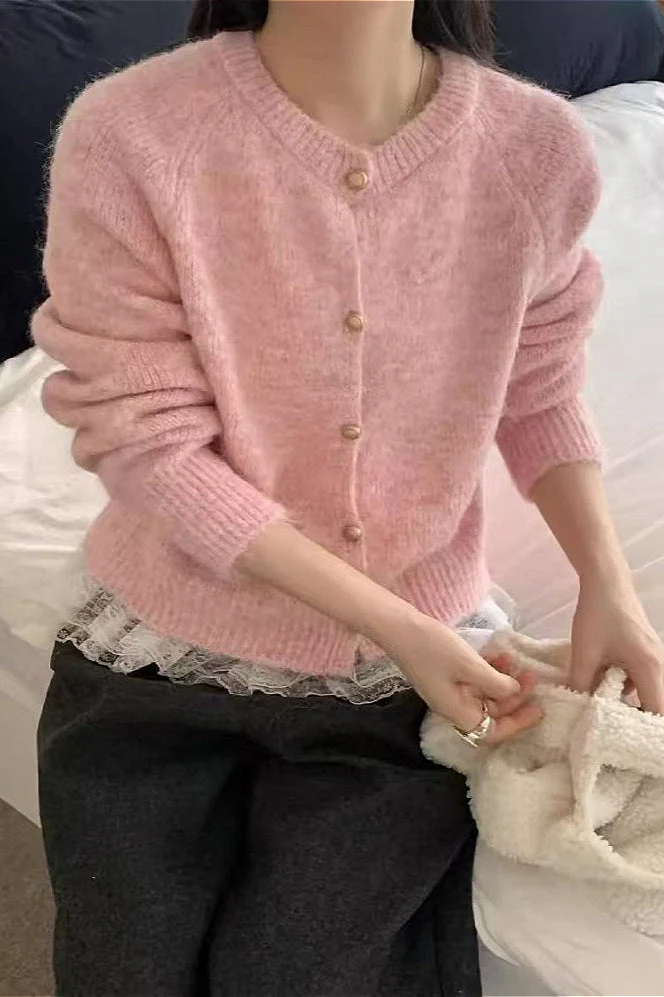 Loose Soft Gentle-Style Solid Knit Cardigan - Image 6