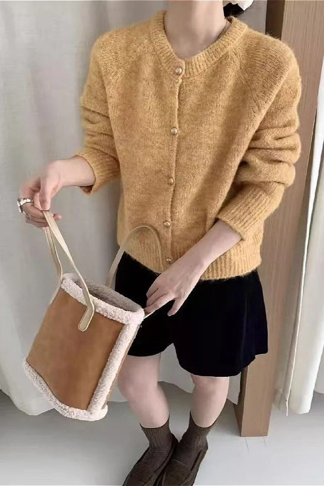 Loose Soft Gentle-Style Solid Knit Cardigan - Image 7