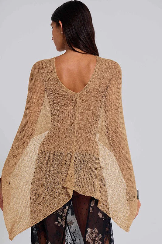 Loose Solid Casual Knit Shawl Blouse - Image 8