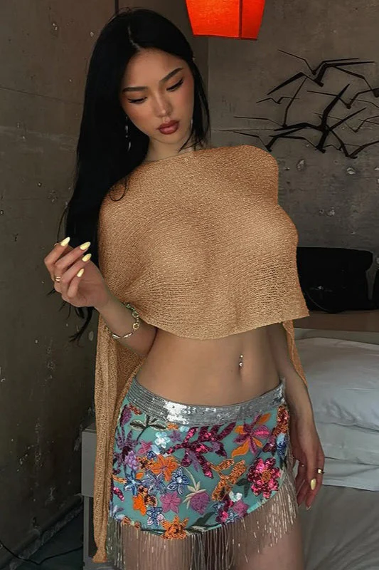 Loose Solid Casual Knit Shawl Blouse - Image 9