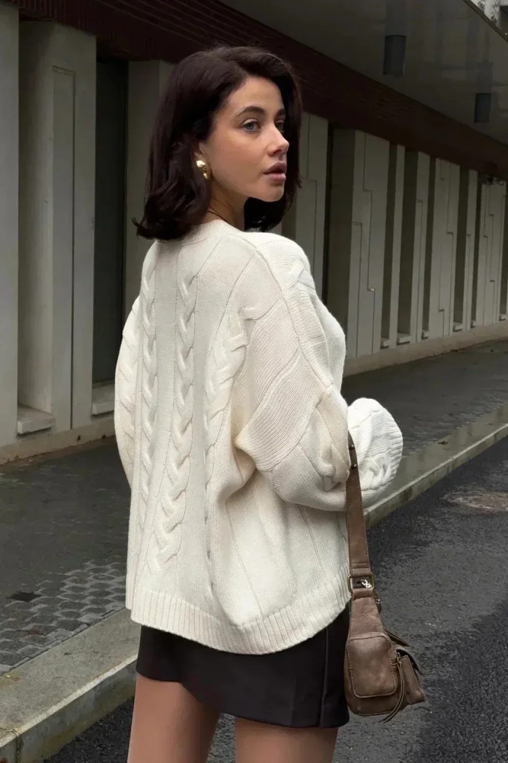 Loose Solid Lazy Casual Crewneck Sweater - Image 2