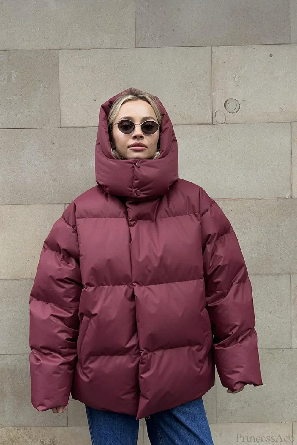 Loose Solid Minimalist Hooded Cotton Coat - Image 13