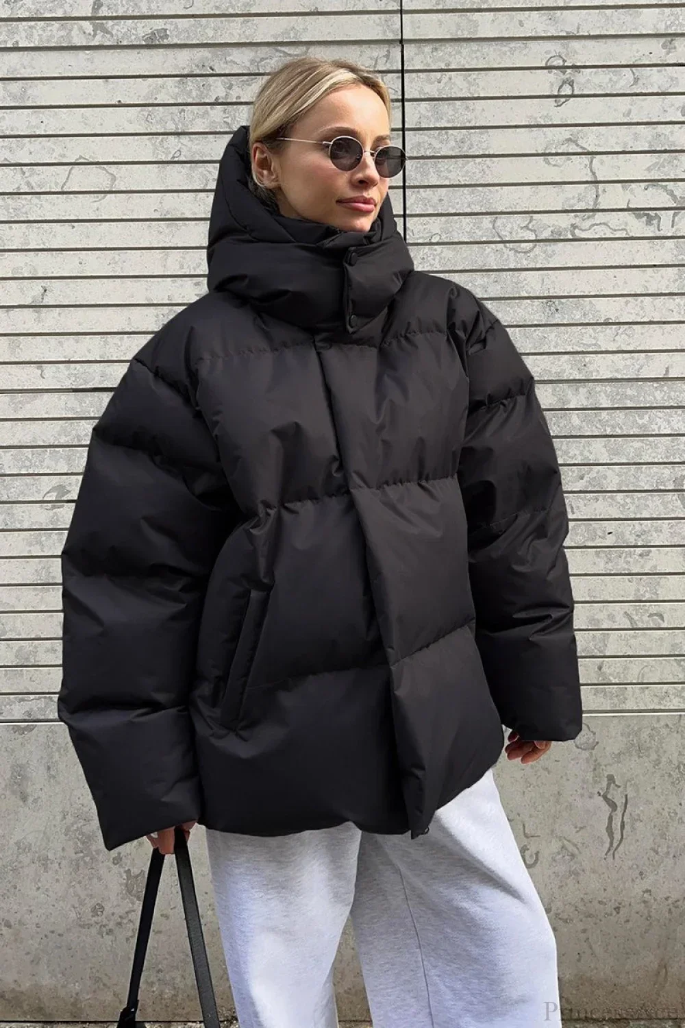 Loose Solid Minimalist Hooded Cotton Coat - Image 6