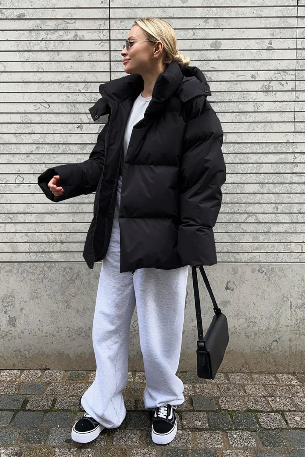 Loose Solid Minimalist Hooded Cotton Coat - Image 7