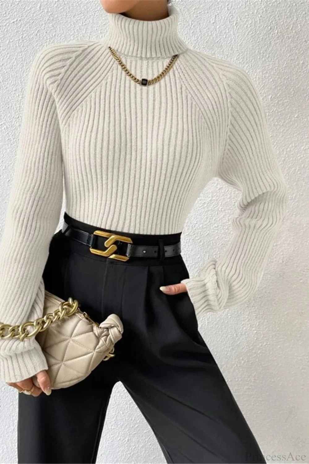 Loose Turtleneck Raglan Sleeve Sweater - Image 10