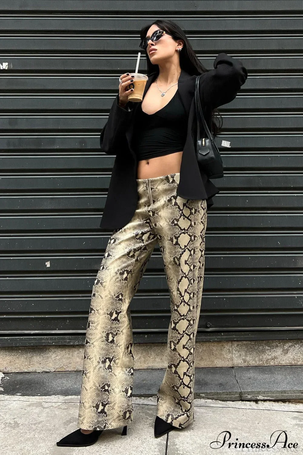 Low-Waist Snake Print Wide-Leg Jeans - Image 2