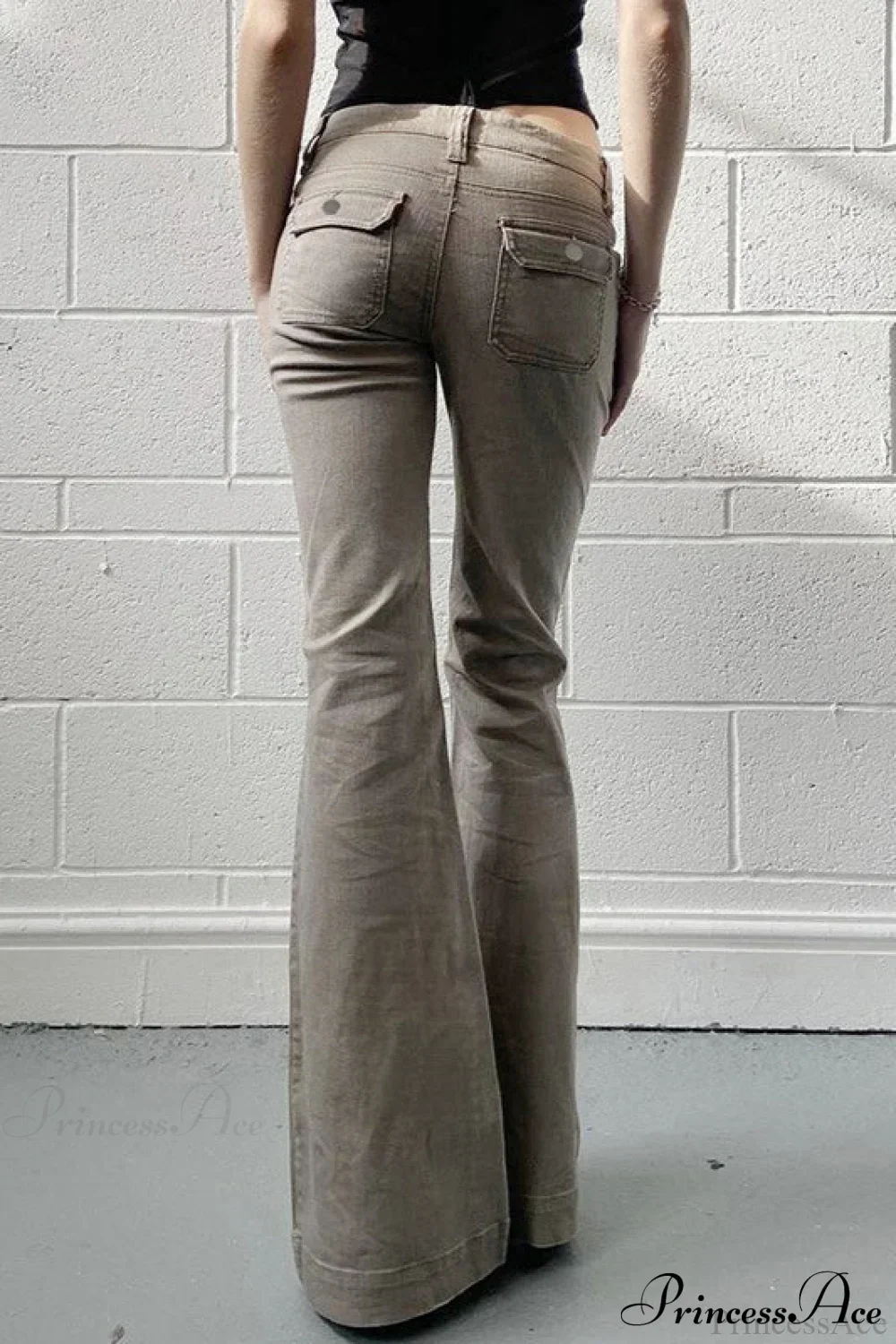 Low Waisted Slim Cargo Flared Leg Jeans - Image 3