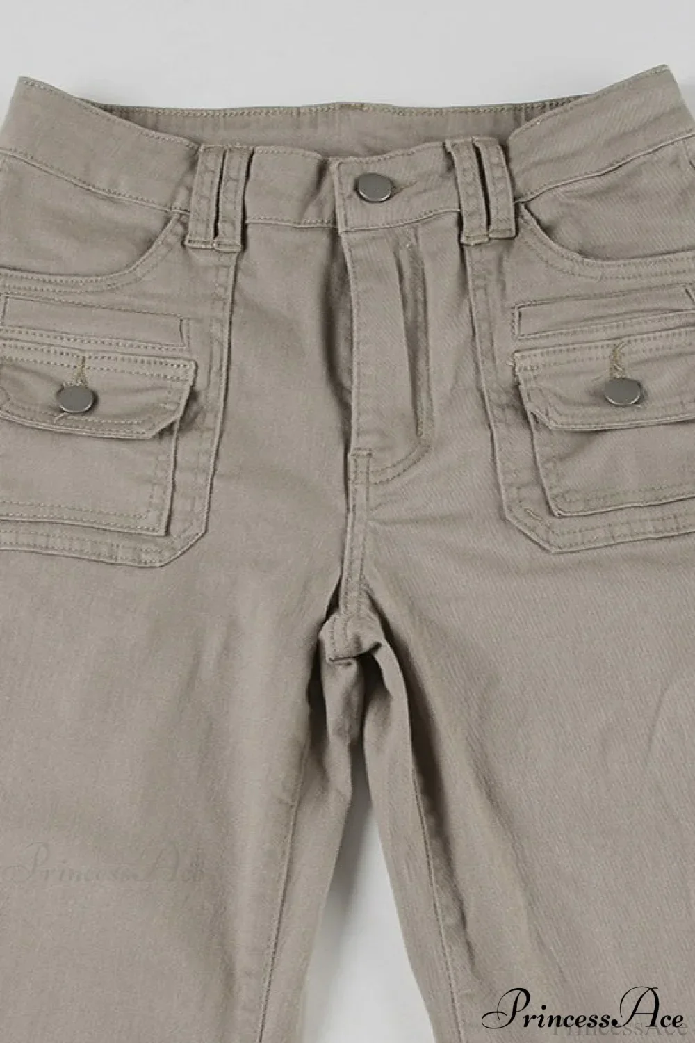 Low Waisted Slim Cargo Flared Leg Jeans - Image 5