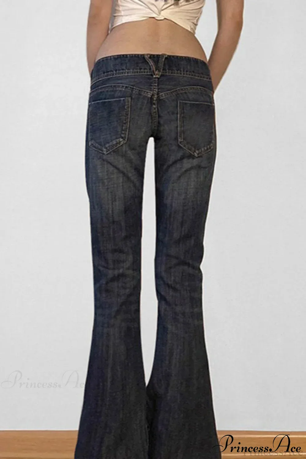 Low Waisted Washed Slim Flared Leg Jeans - Image 4
