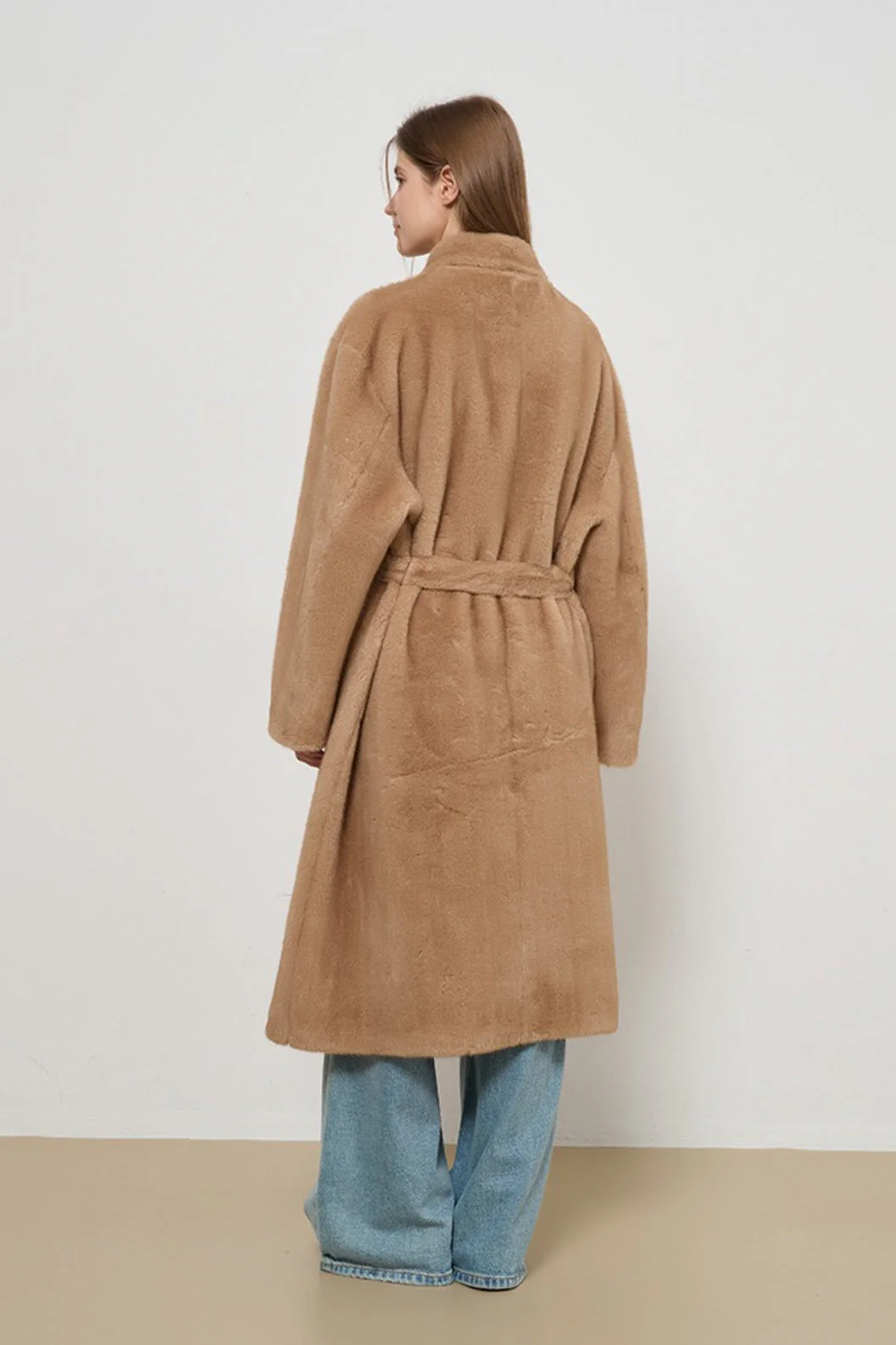 Luxe Faux Fur Tweed Long Elegant Lady Overcoat - Image 5