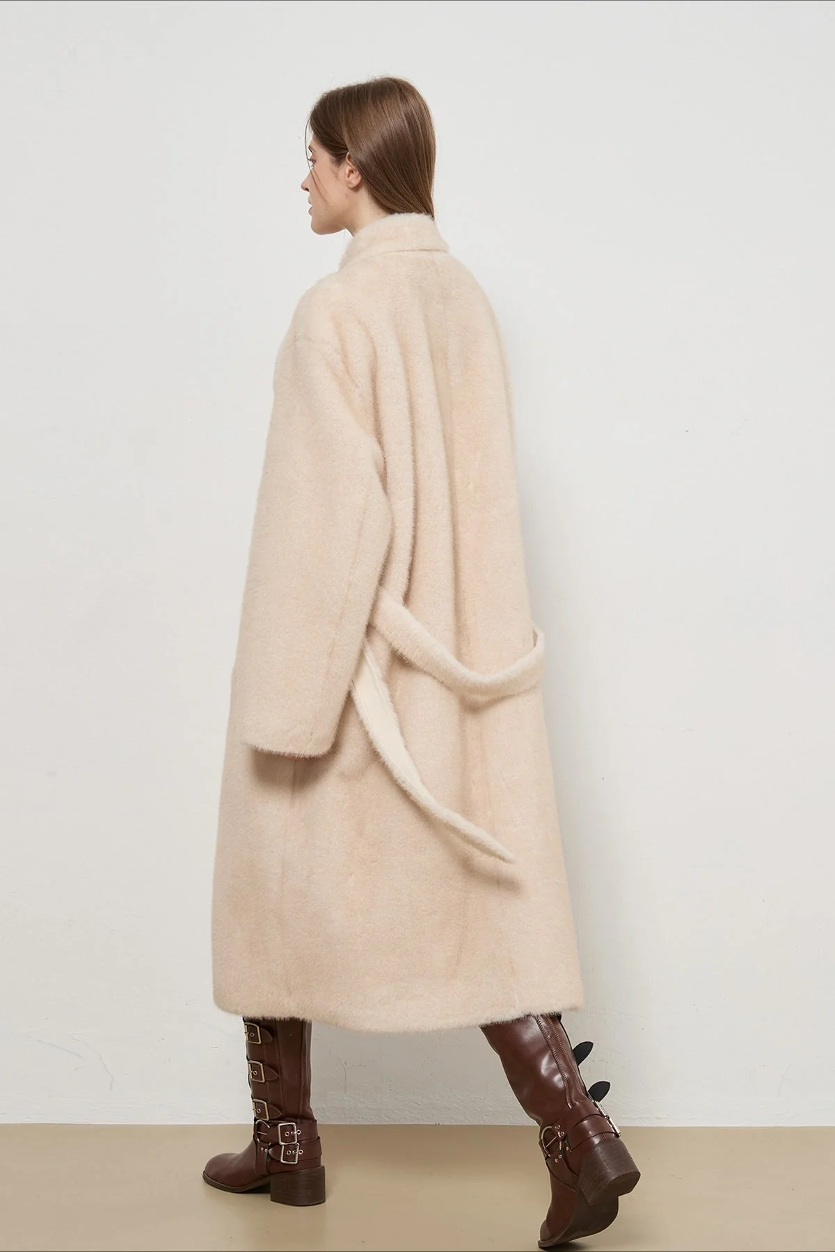 Luxe Faux Fur Tweed Long Elegant Lady Overcoat - Image 7