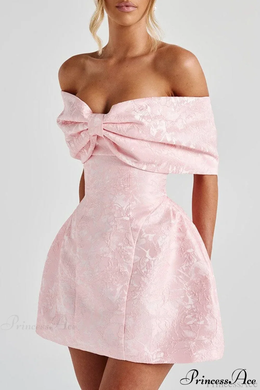 Luxury Ladylike Bow Embellished Strapless Party Dress - Image 4