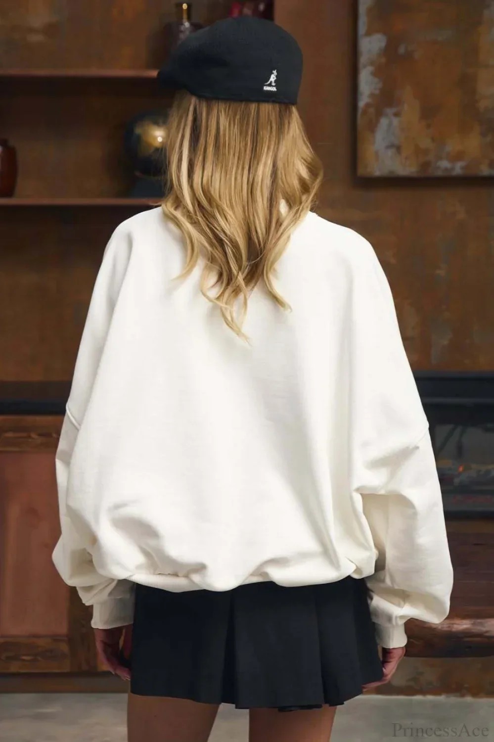 mbroidered Letter Crew Neck Oversized Sweatshirt - Image 4