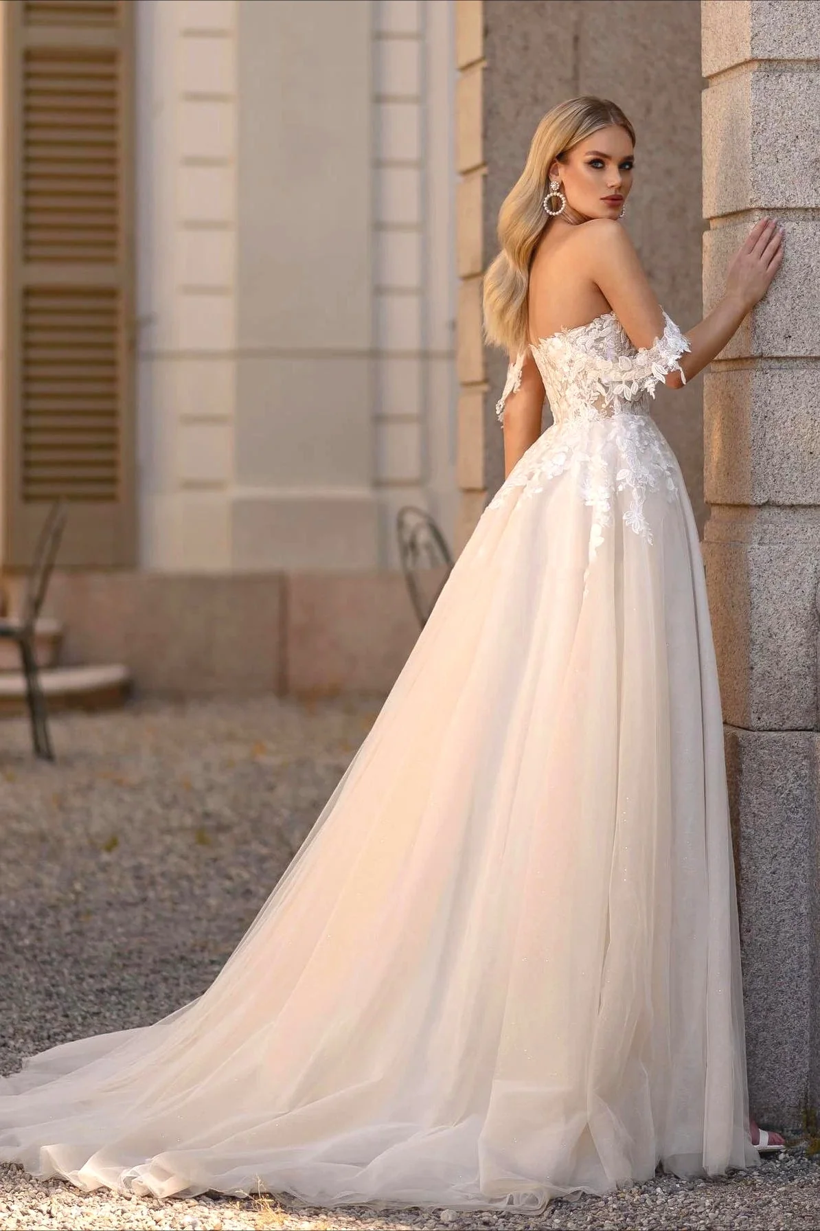 Mermaid Sheer Backless Lace Train Wedding Dress - Image 4