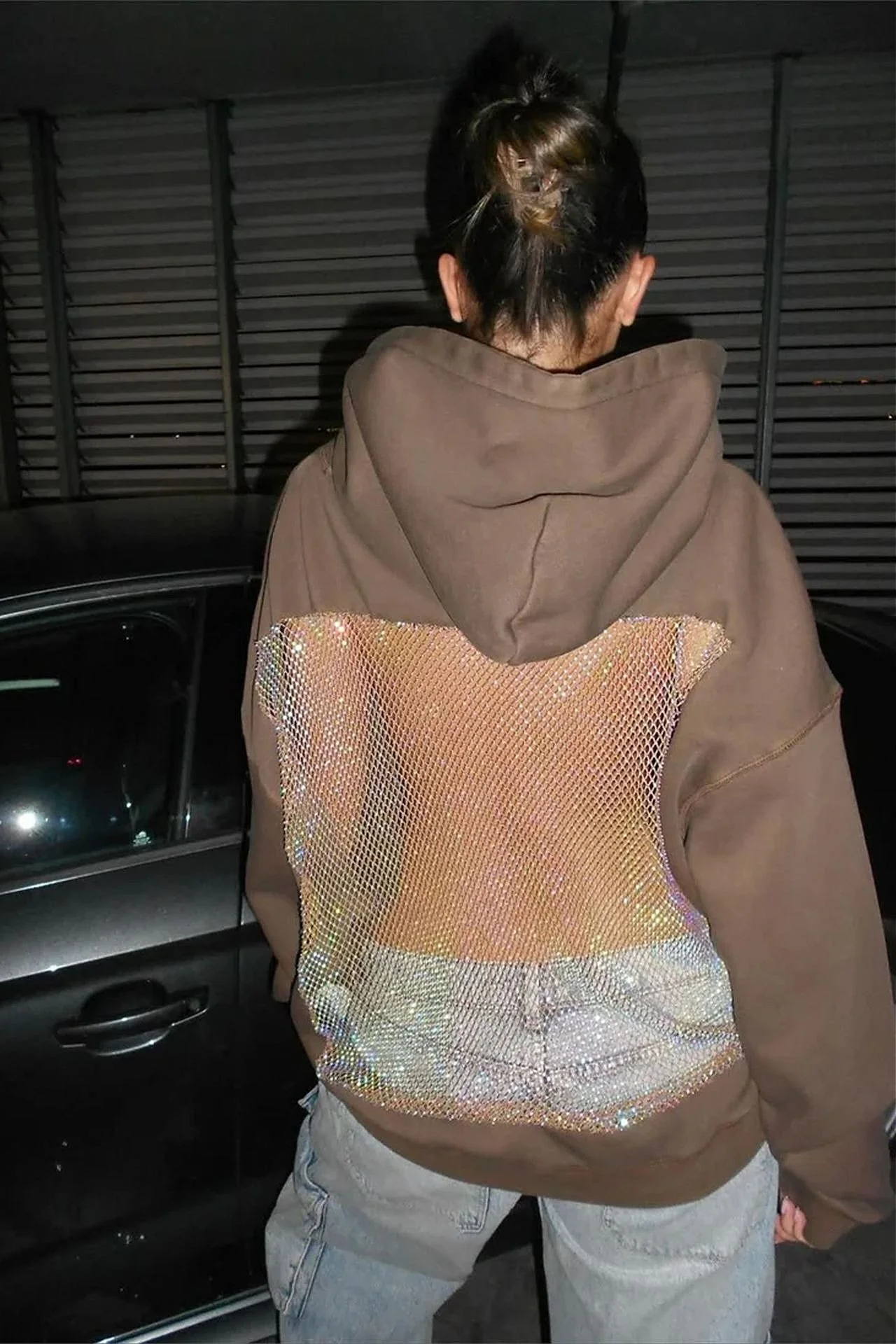 Mesh Cutout Hooded Long Sleeve Casual Sporty Hoodie - Image 5
