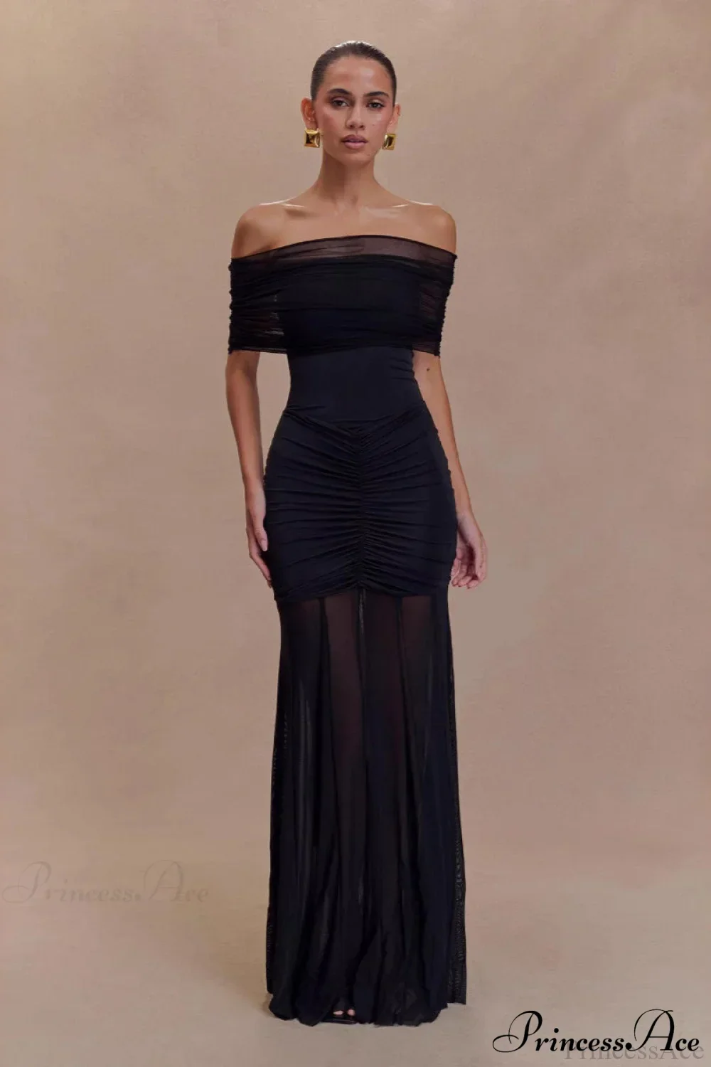 Mesh Panel Strapless Elegant Bodycon Party Dress - Image 5
