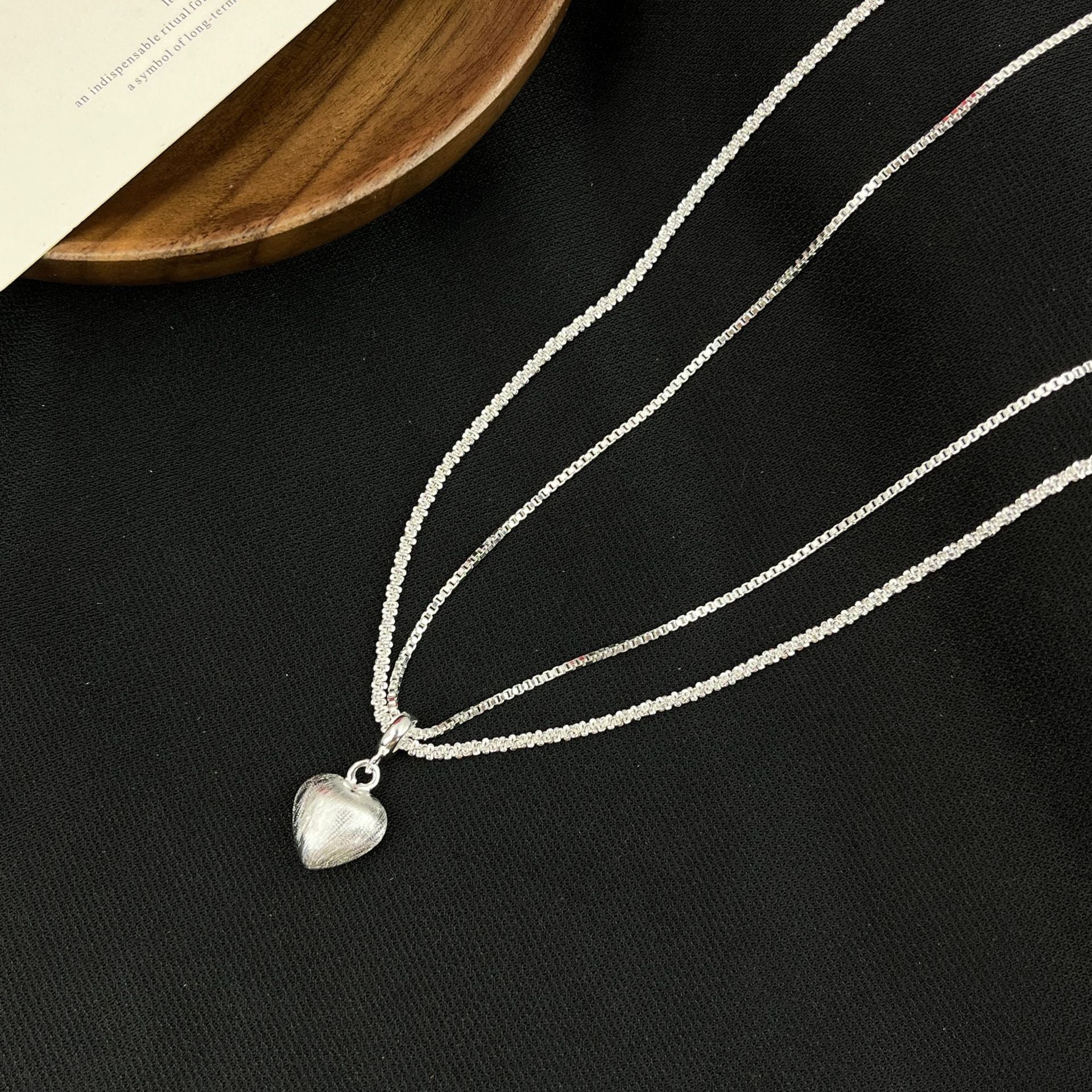 Minimal Double Layer Heart Pendant NeckLace - Image 3