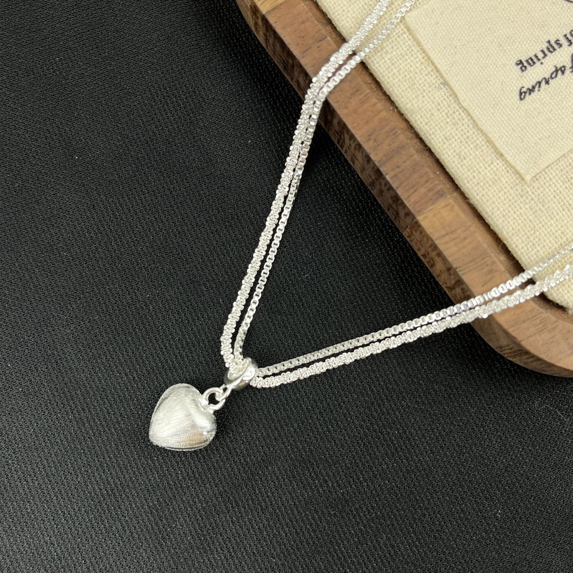 Minimal Double Layer Heart Pendant NeckLace - Image 4