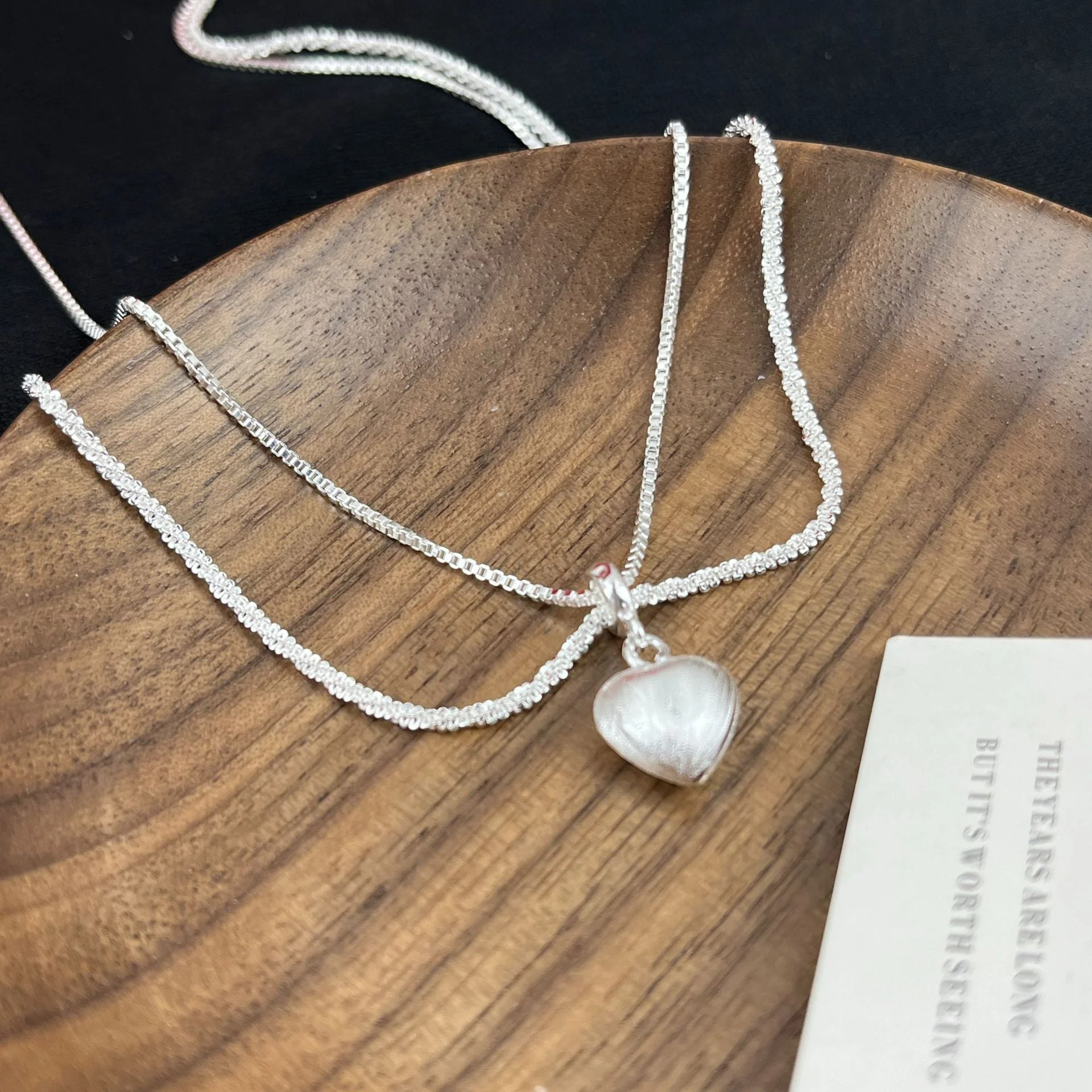 Minimal Double Layer Heart Pendant NeckLace - Image 5