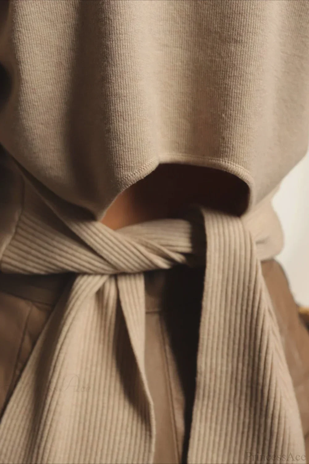 Minimal Turtleneck Tie Backless Fitted Sweater - Image 6