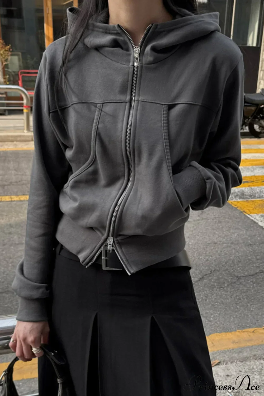 Minimalist Athleisure Slim Fit Zip-Up Hoodie - Image 4