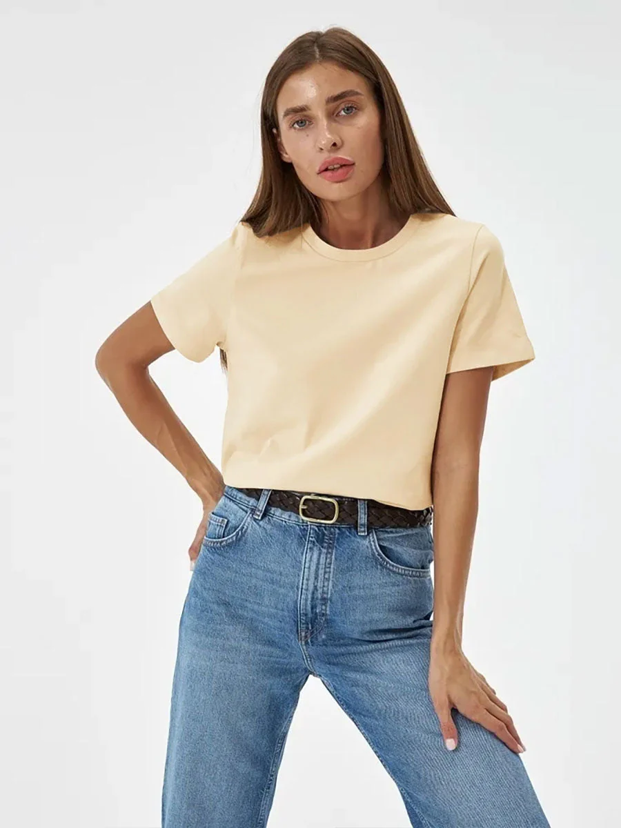 Minimalist Casual Solid Crew Neck T-shirt - Image 12