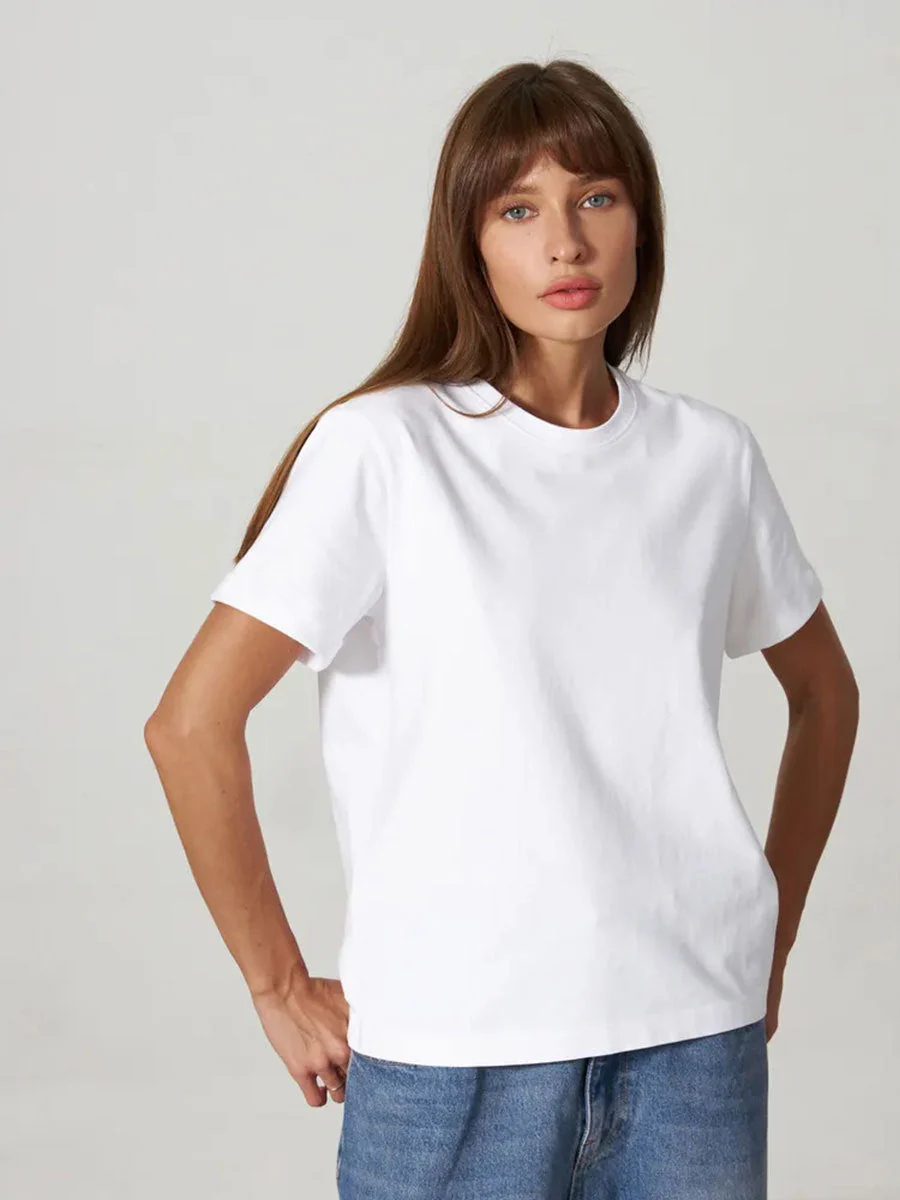Minimalist Casual Solid Crew Neck T-shirt - Image 2