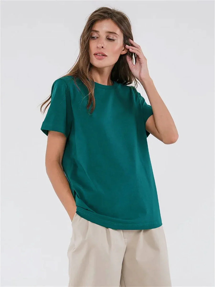 Minimalist Casual Solid Crew Neck T-shirt - Image 20