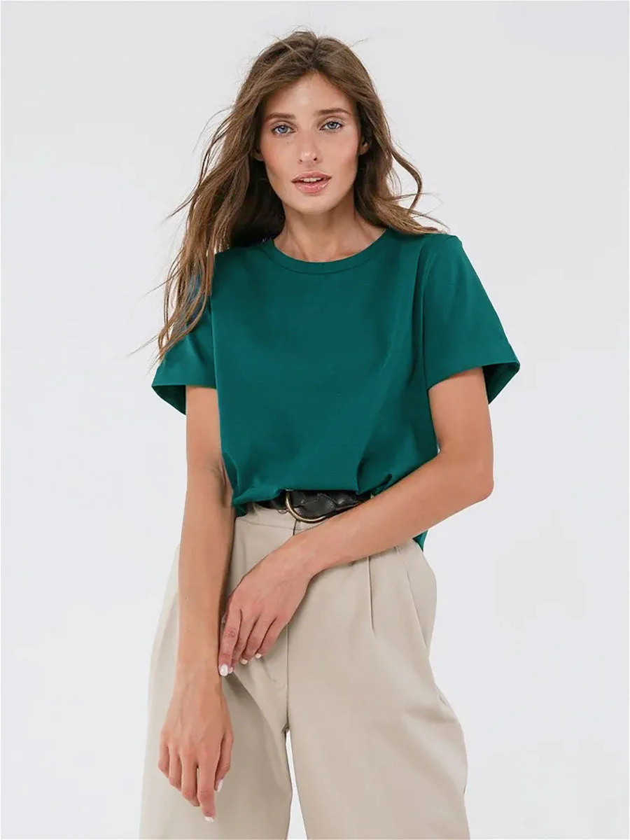 Minimalist Casual Solid Crew Neck T-shirt - Image 22