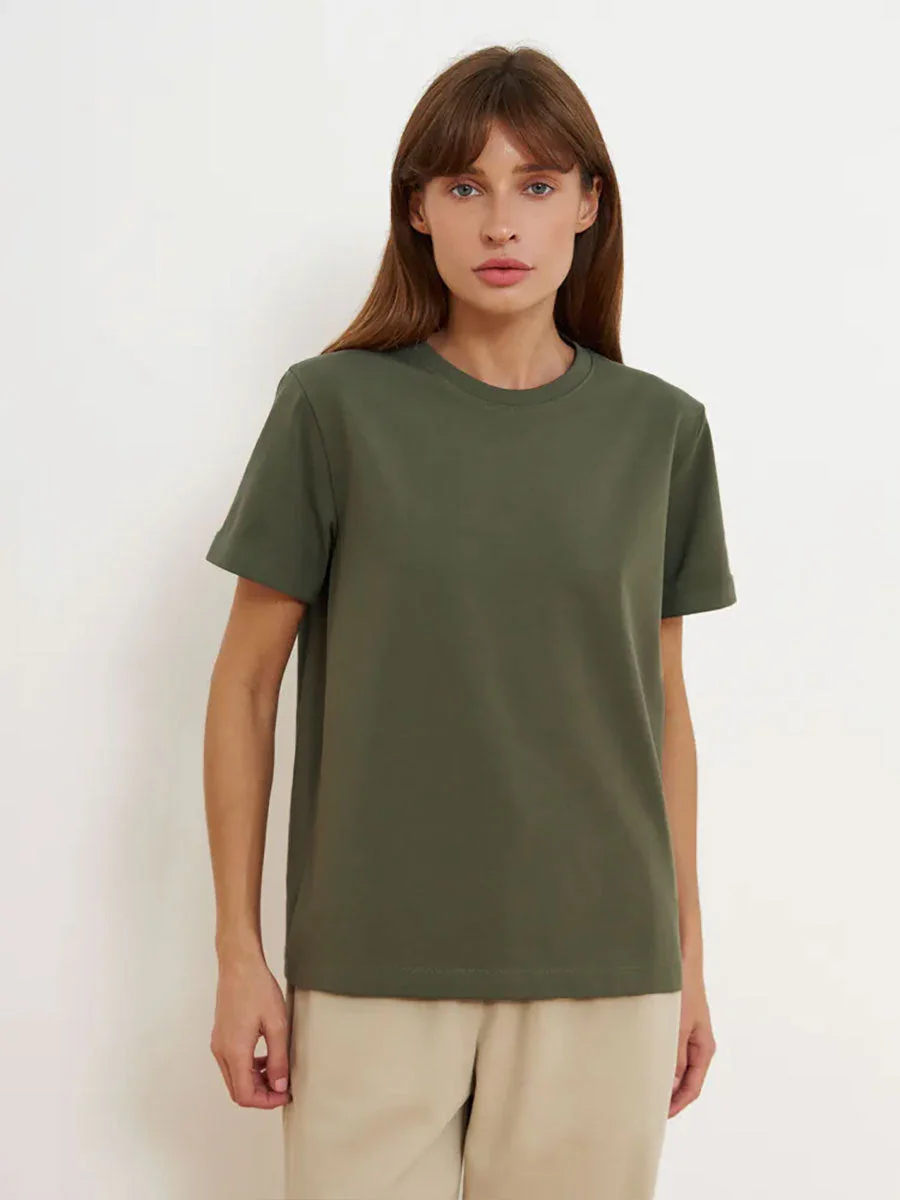 Minimalist Casual Solid Crew Neck T-shirt - Image 25