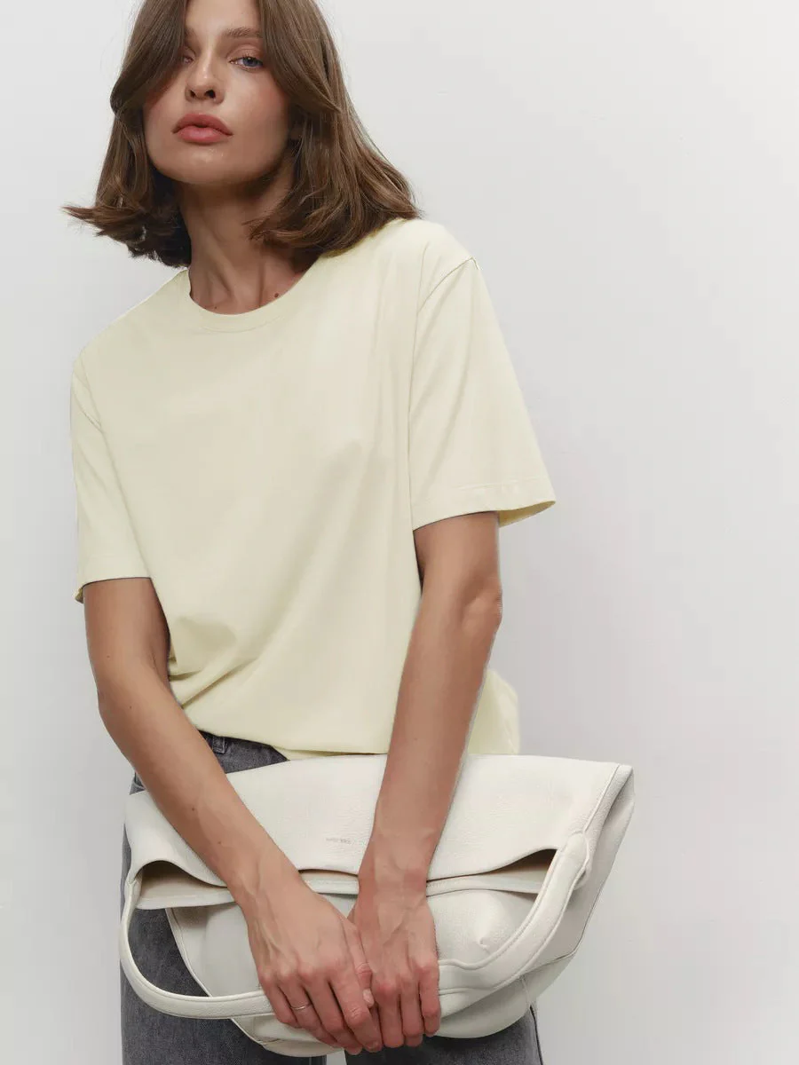 Minimalist Casual Solid Crew Neck T-shirt - Image 26
