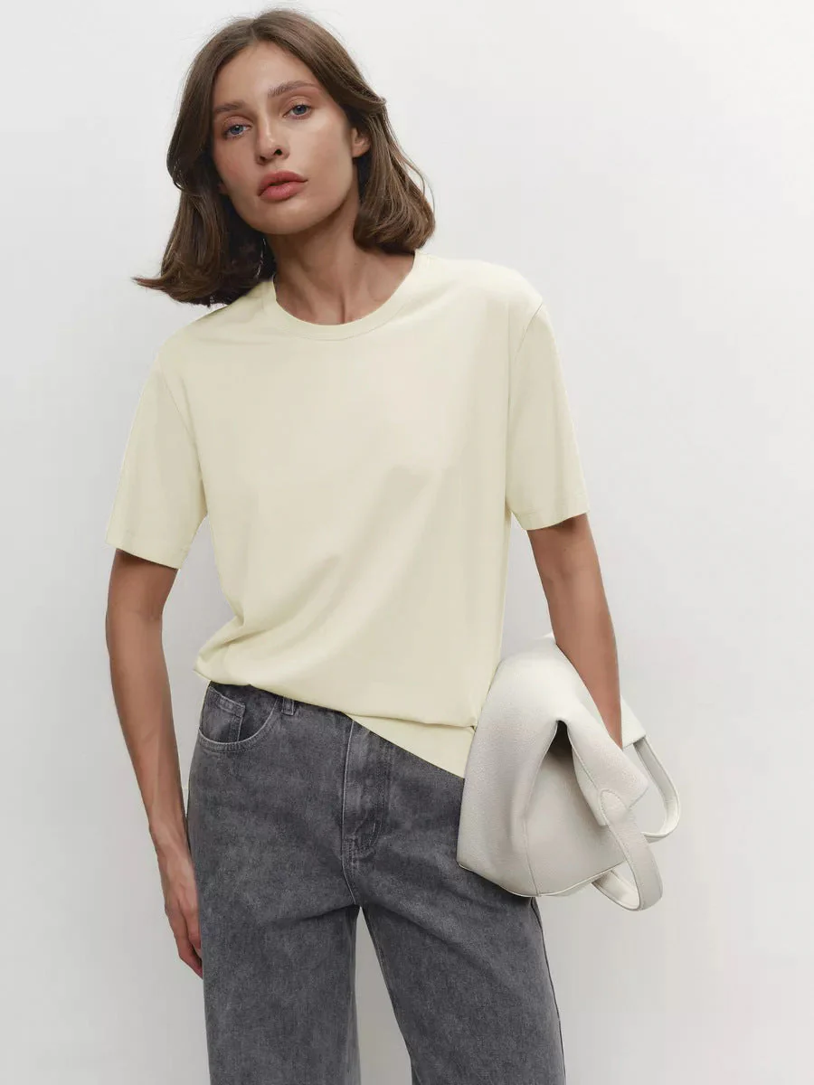 Minimalist Casual Solid Crew Neck T-shirt - Image 28