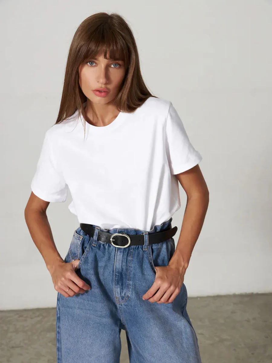 Minimalist Casual Solid Crew Neck T-shirt - Image 4