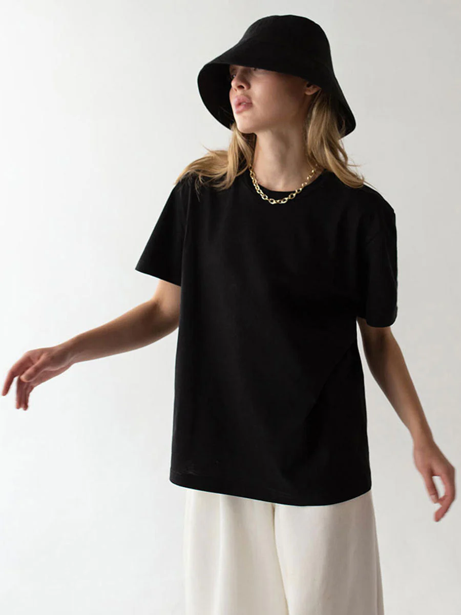 Minimalist Casual Solid Crew Neck T-shirt - Image 5