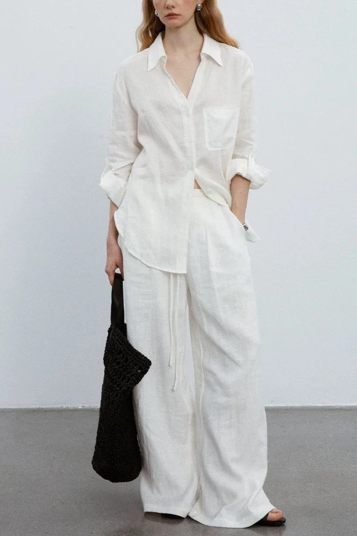 Minimalist Casual Vibe Linen Loose-fit Blouse - Image 3