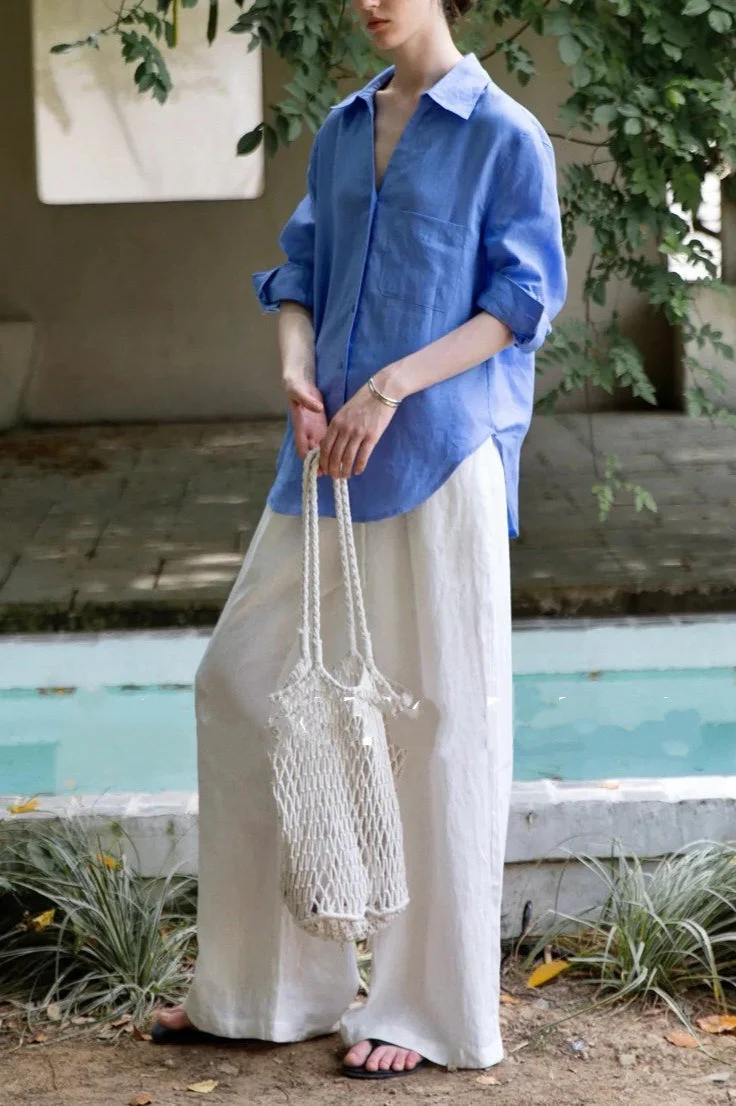 Minimalist Casual Vibe Linen Loose-fit Blouse - Image 5