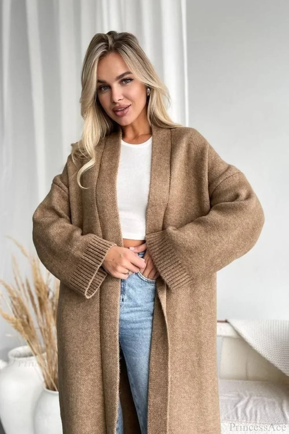 Minimalist Elegant Collarless Cardigan-Inspired Overcoat - Image 8