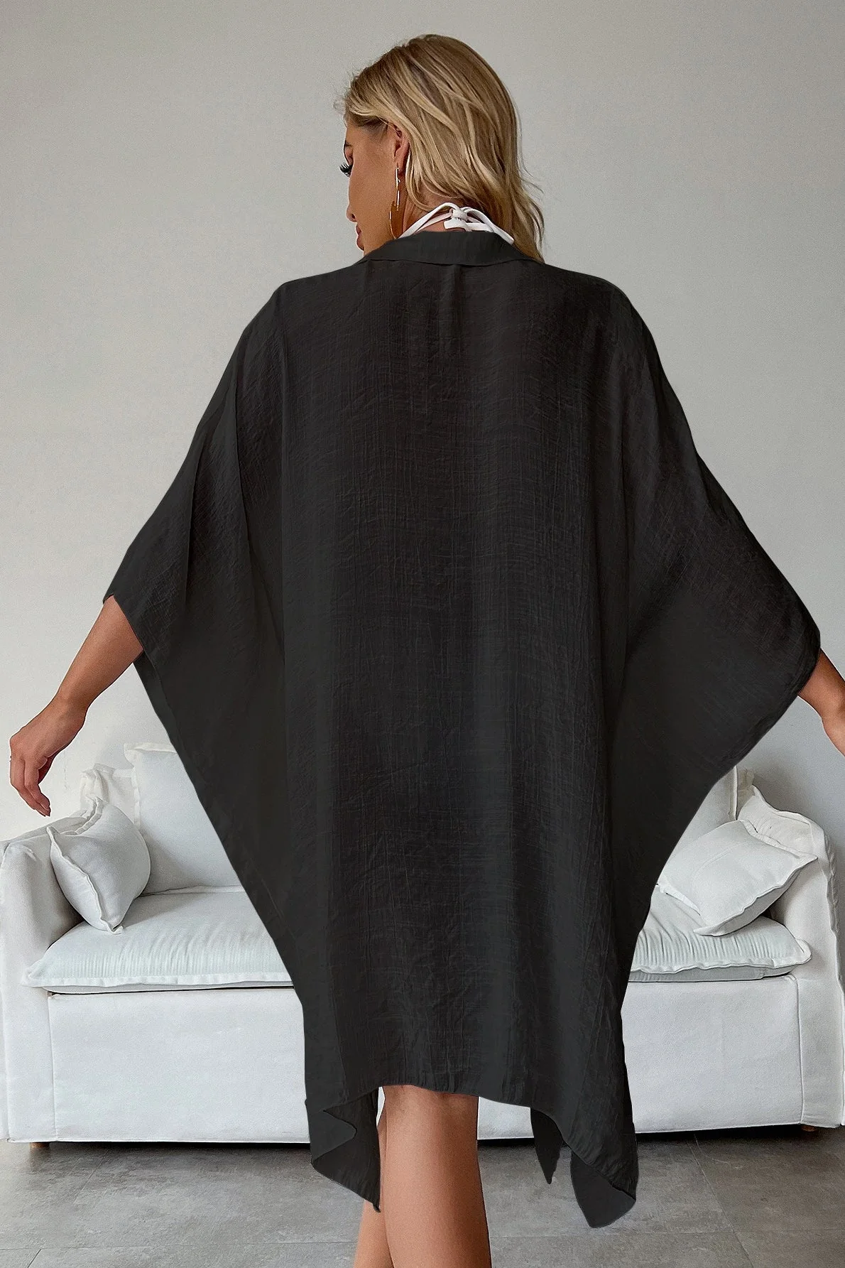 Minimalist Flowy Loose Solid Cardigan Blouse - Image 8