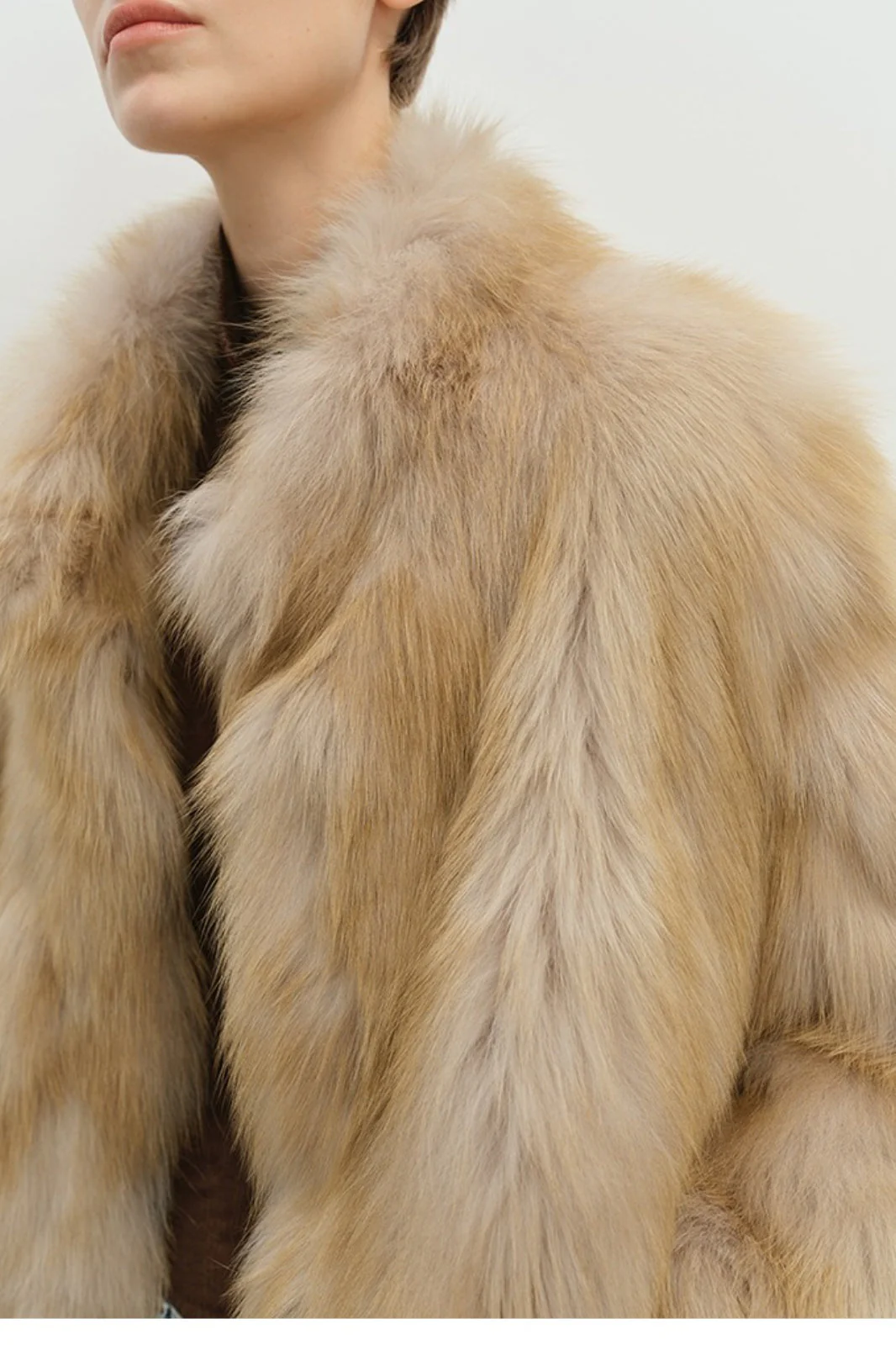 Minimalist Mid-Length Faux Fur Stand Collar Coat - Image 4