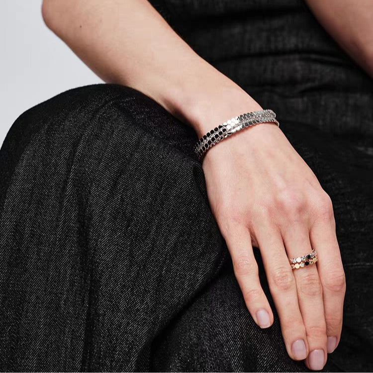 Minimalist Round Bead Zircon Open Bracelet - Image 2