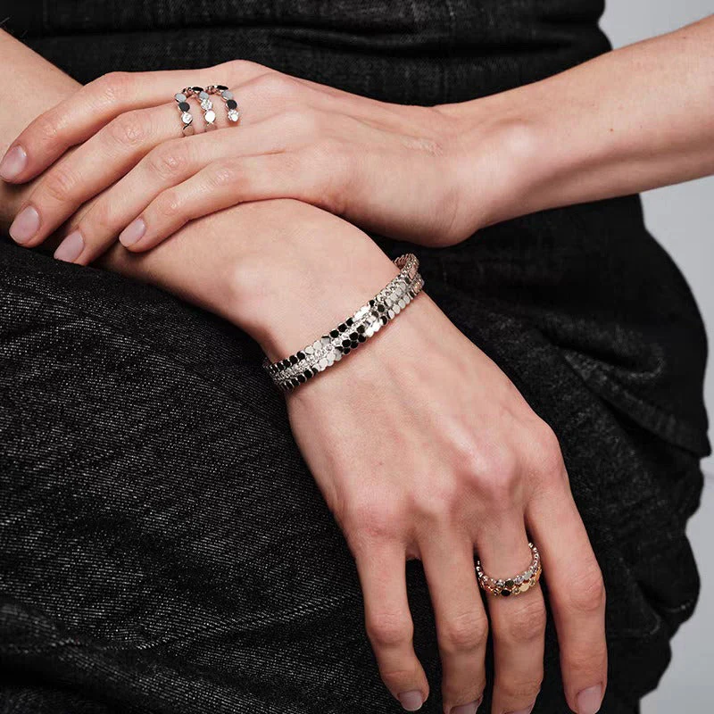 Minimalist Round Bead Zircon Open Bracelet - Image 3